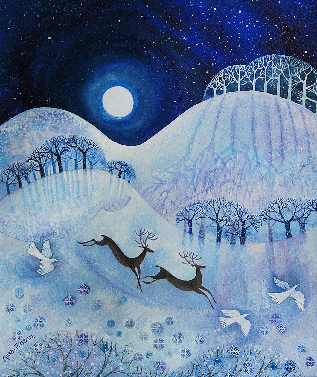 Snowy Peace, 2011 (akrylblekk og gouache på papir) av Lisa Graa Jensen