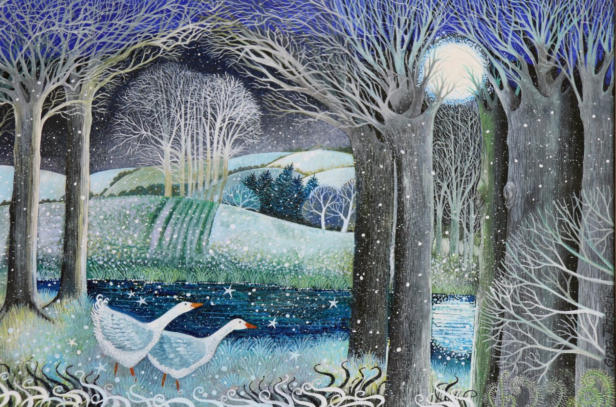 Starry River 2018 (akryl på papir) av Lisa Graa Jensen