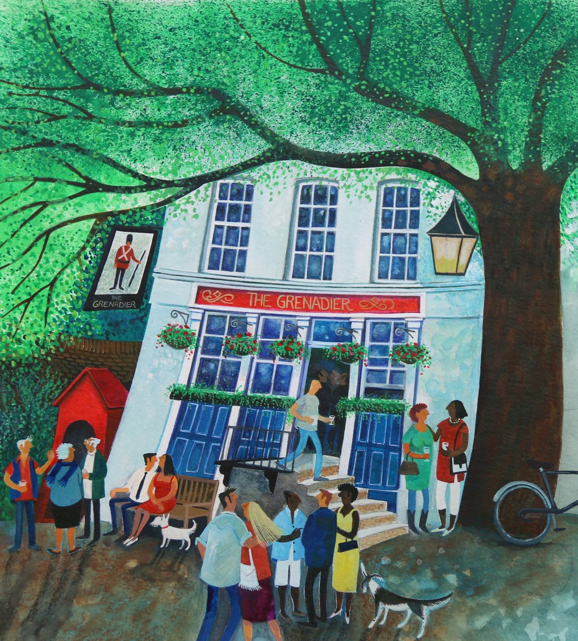 The Grenadier Pub 2018 (akryl på papir) av Lisa Graa Jensen