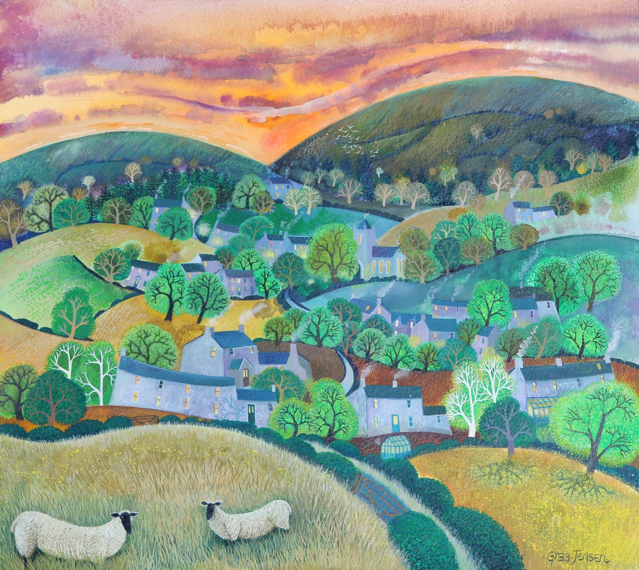 Twilight;2016;(akrylblekk på papir) av Lisa Graa Jensen