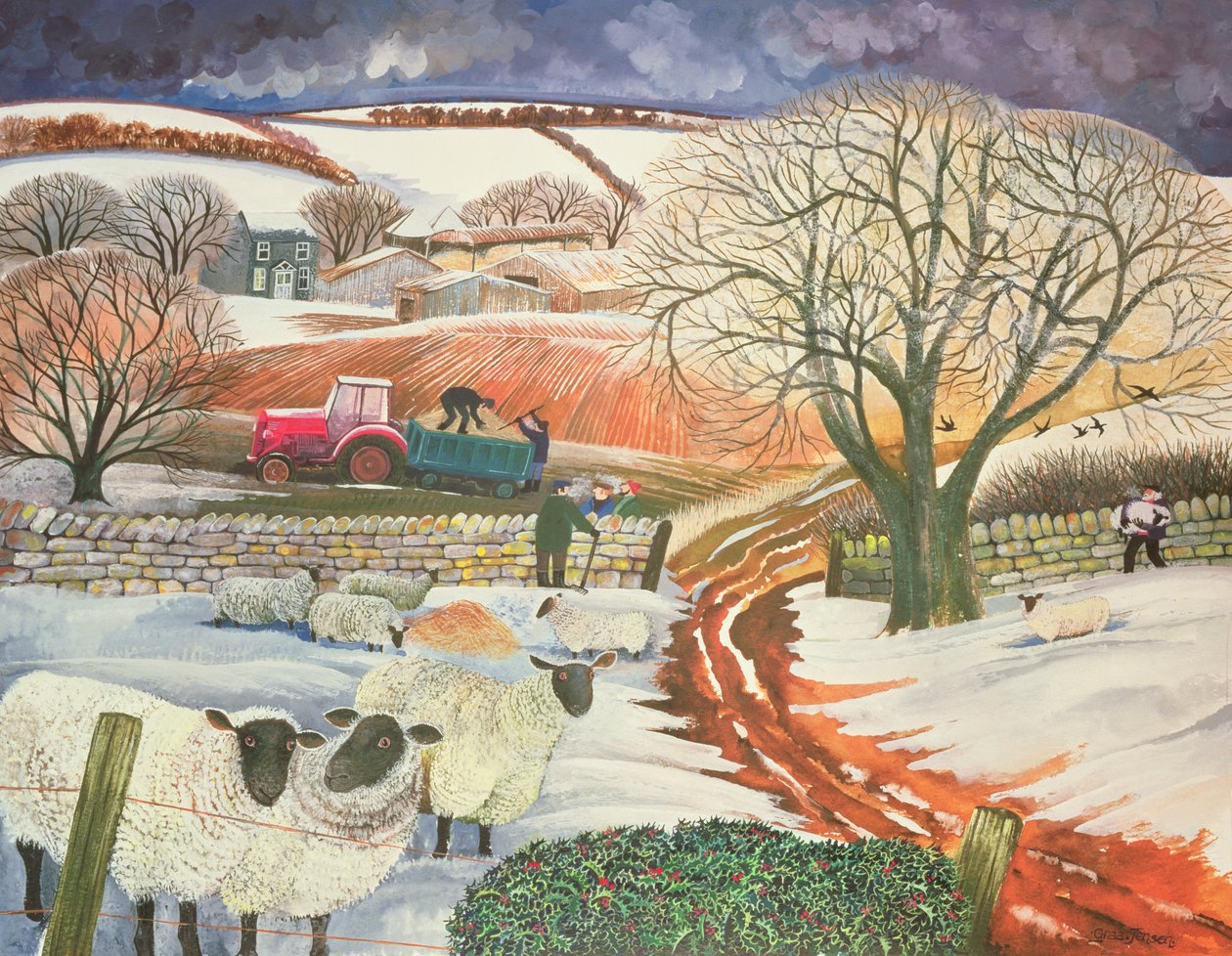 Winter Woolies (wc og gouache på papir) av Lisa Graa Jensen