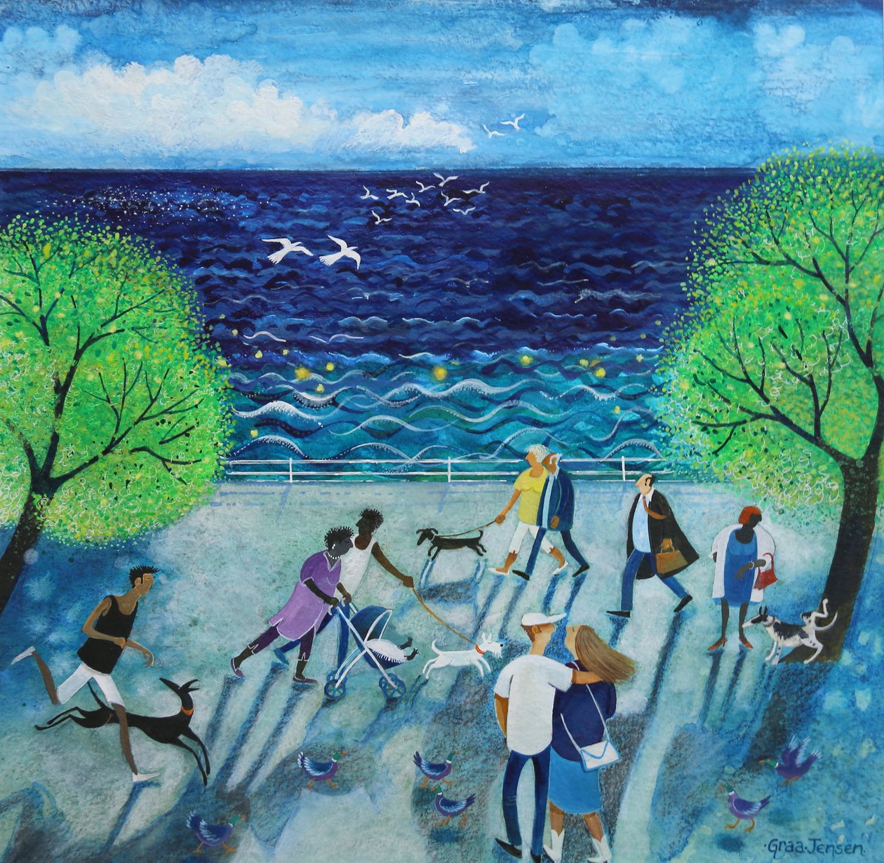 By The Sea, 2021, (akryl på papir) av Lisa Graa Jensen