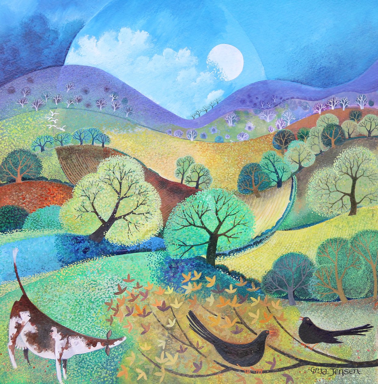 English Meadow 2019 (akryl på papir) av Lisa Graa Jensen