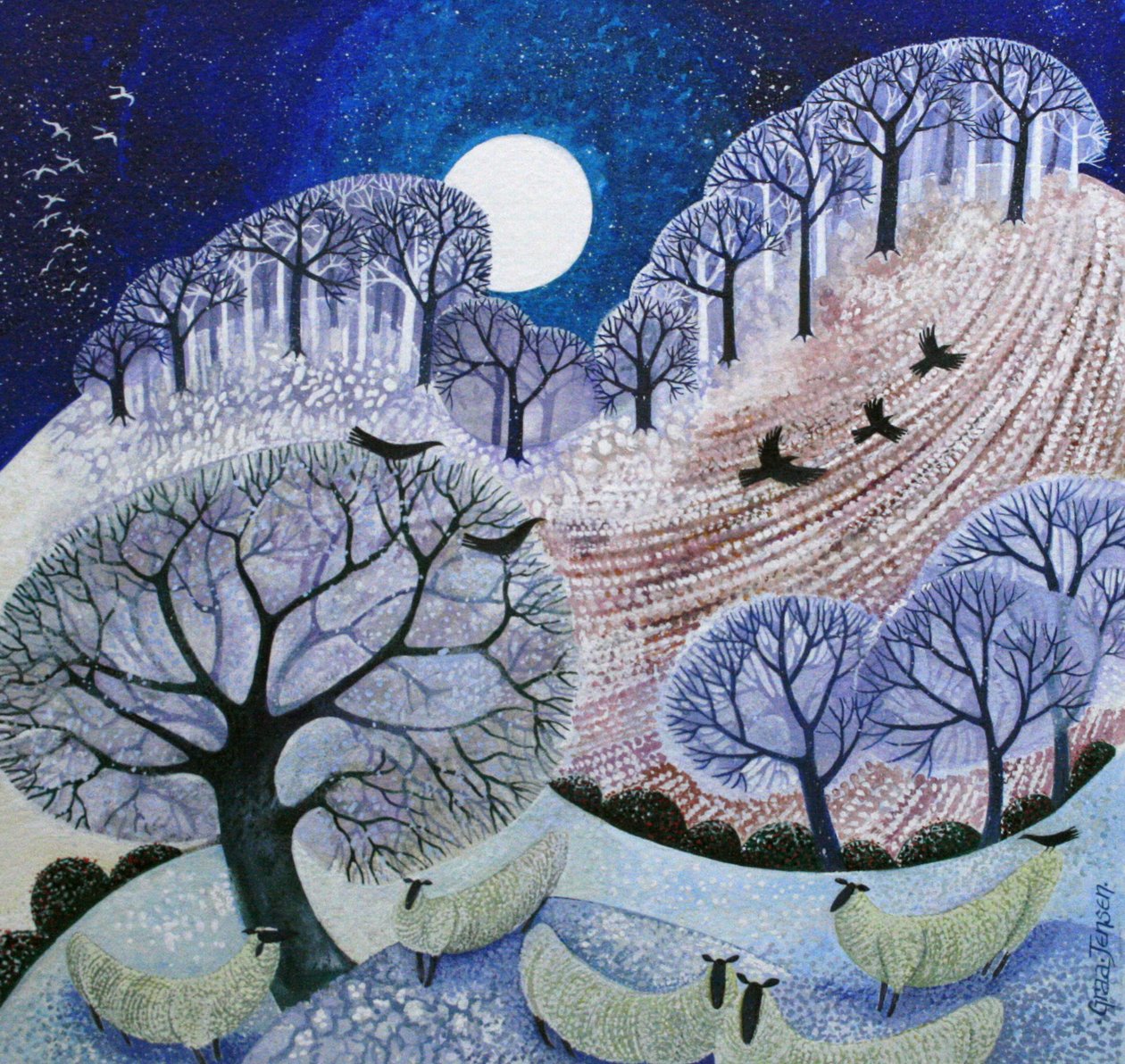 First Snow Surrey Hills (akrylblekk)_ av Lisa Graa Jensen