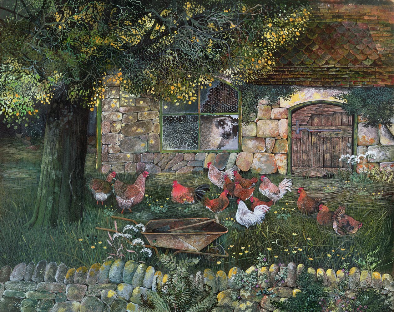 Hen House, 1988 (blekk, gouache) av Lisa Graa Jensen