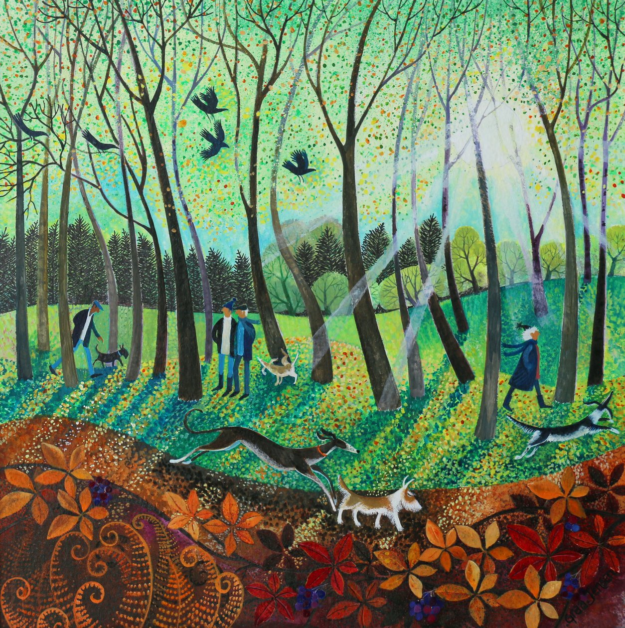 Morning Rays, 2016, (akrylblekk på papir) av Lisa Graa Jensen