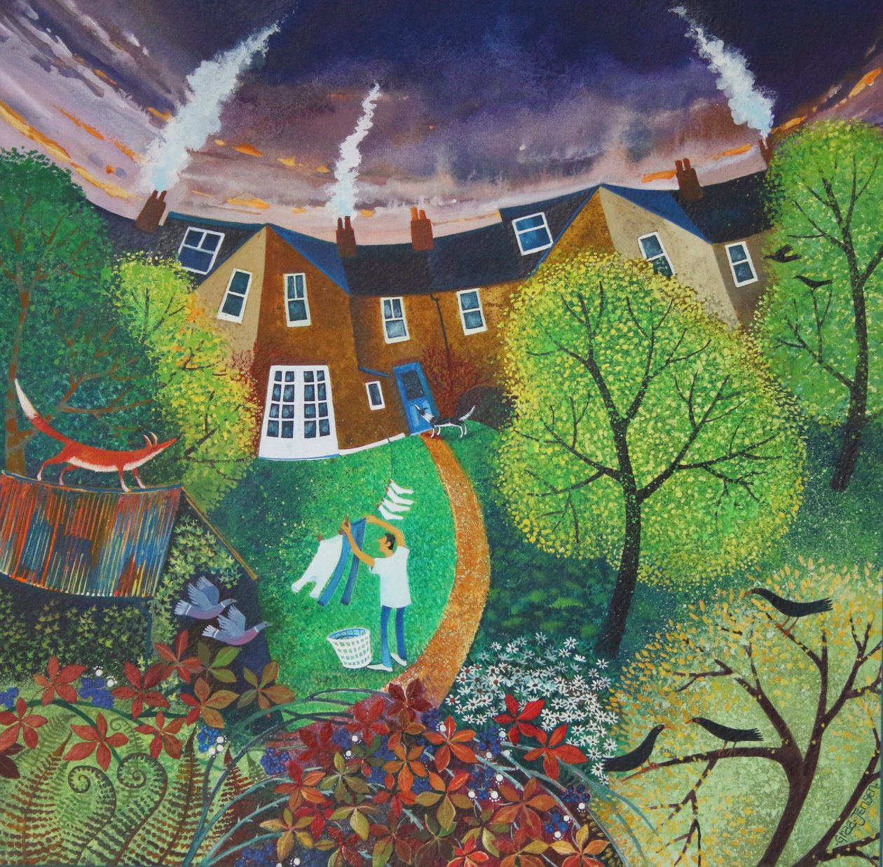 Mr. Foxs Garden, 2016, (akrylblekk på papir) av Lisa Graa Jensen