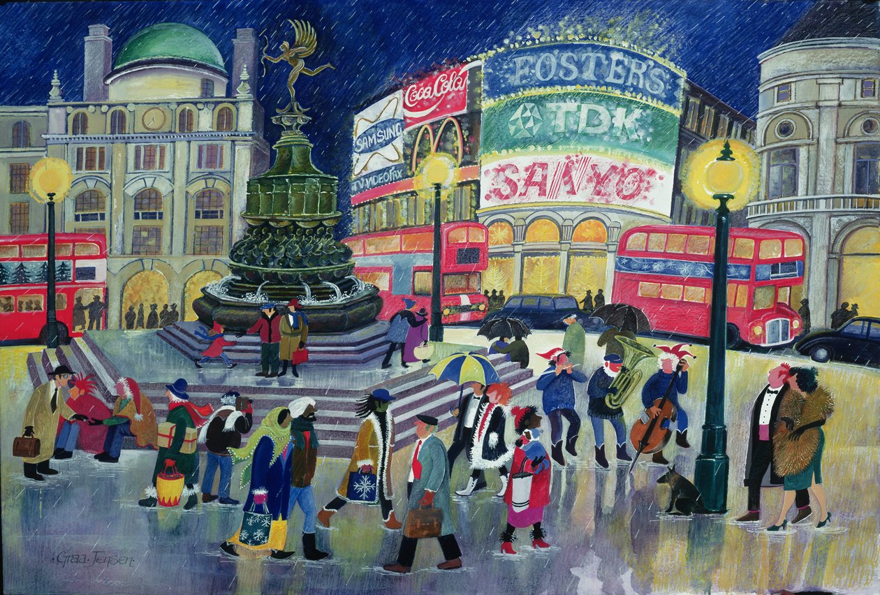 Piccadilly (wc og gouache på papir) av Lisa Graa Jensen