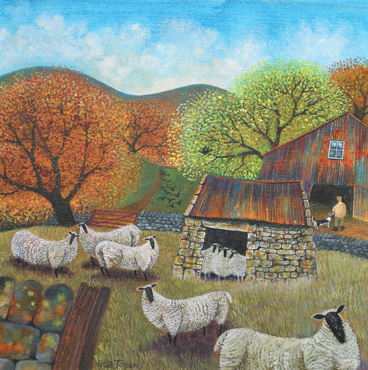 Sheep Hut, 2022 (akryl på lin) av Lisa Graa Jensen