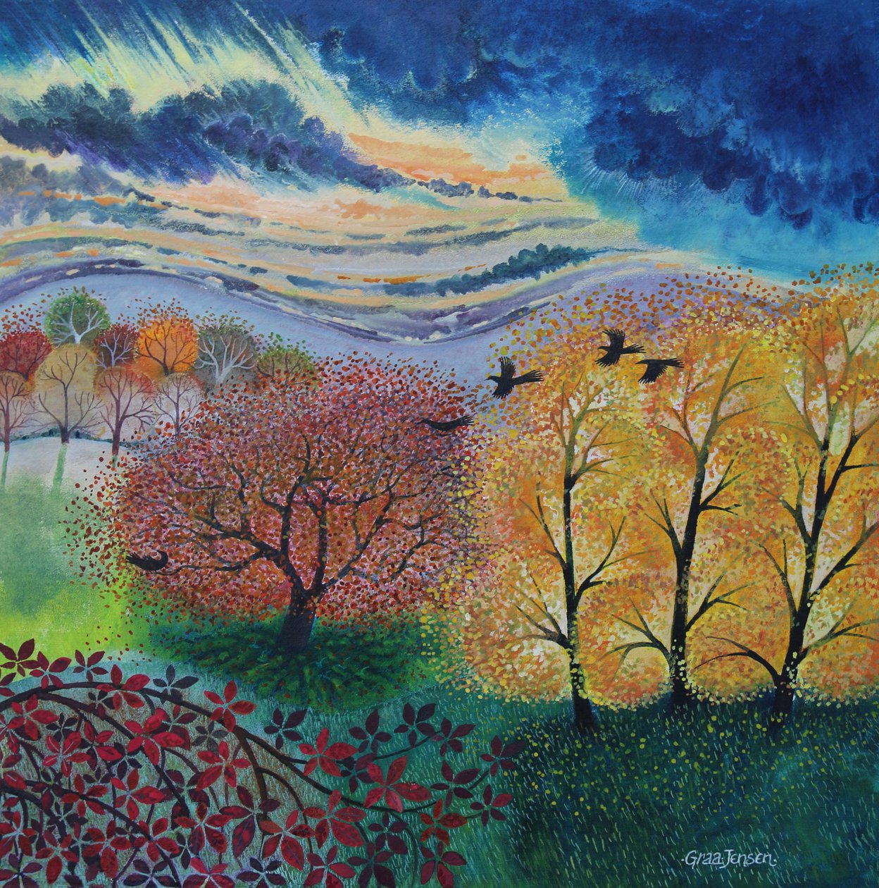 Stormfull himmel, 2024 (akryl på lerret) av Lisa Graa Jensen