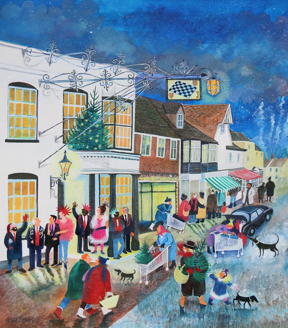 The Checkers Inn, 1998, (blandet media på papir) av Lisa Graa Jensen