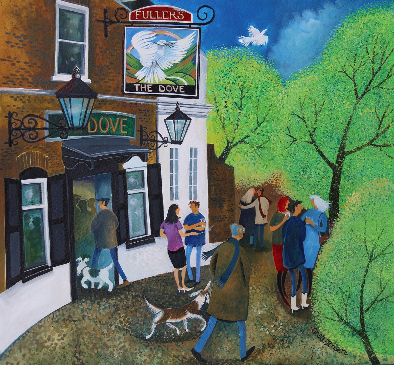 The Dove Pub Hammersmith 2015 (akrylblekk på papir) av Lisa Graa Jensen
