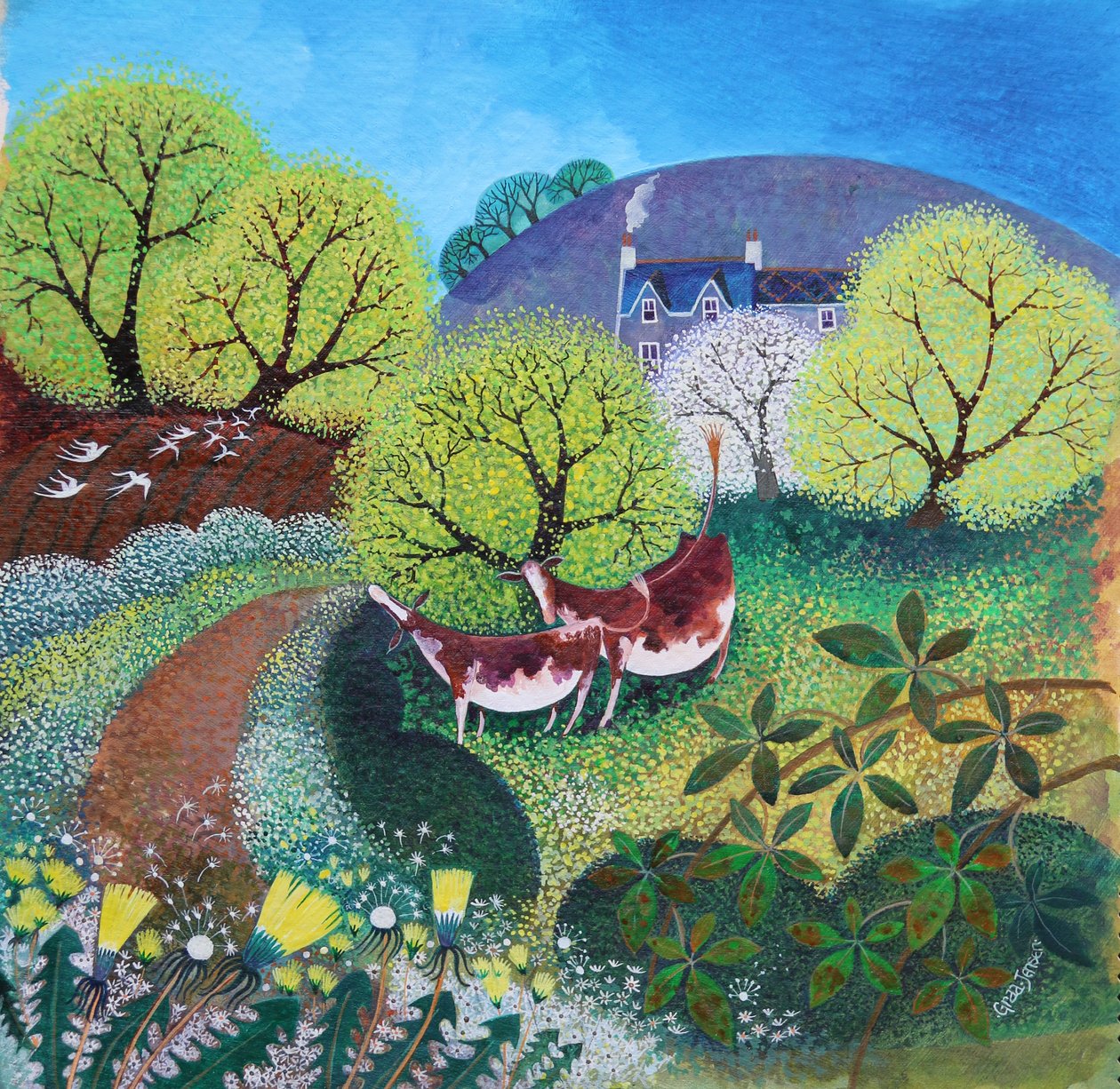 Winding Lane, 2021 (akryl på lerret) av Lisa Graa Jensen