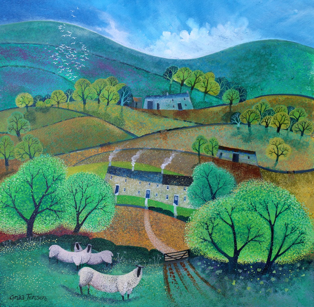 Yorkshire Dales 2016 (akrylblekk på papir) av Lisa Graa Jensen