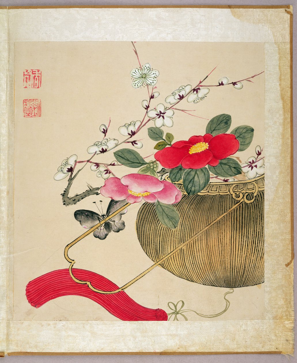 Et av en serie malerier av blomster og insekter, sent på 1800-tallet av Liu Hua