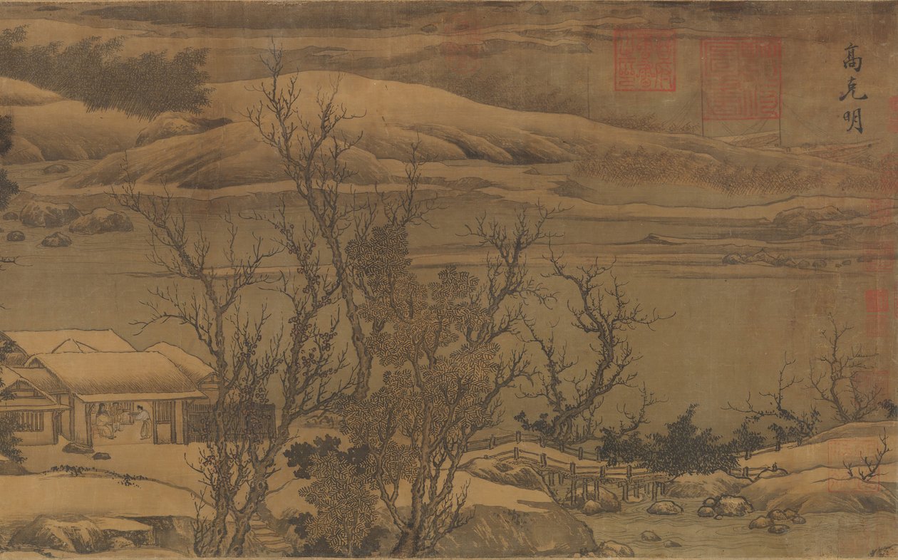 Bekker og fjell under nysnø, ca. slutten av 1100-tallet av Liu Songnian