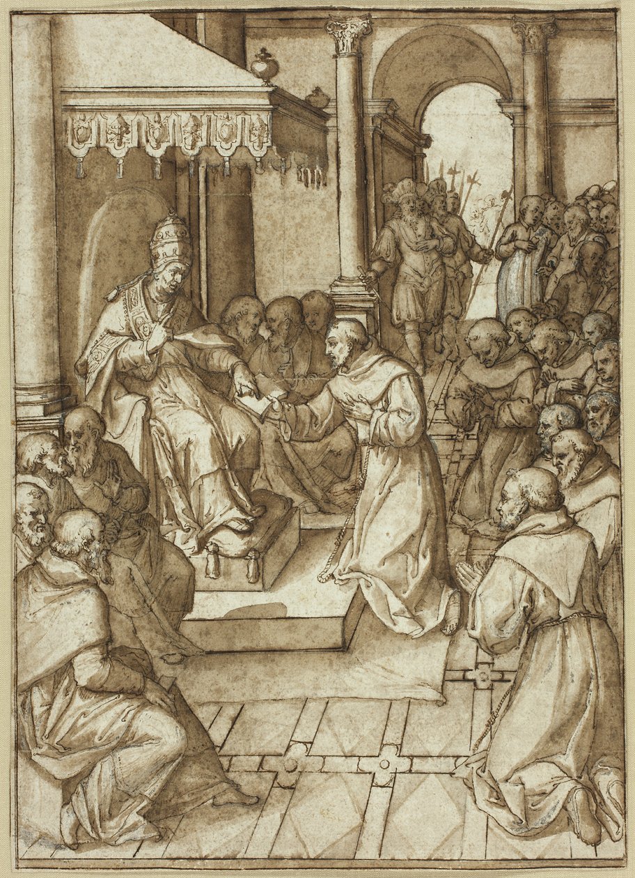 Godkjenning av reglene for den fransiskanerorden av pave Innocent III i 1209 av Livio Agresti