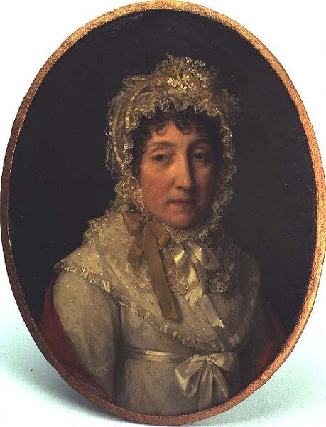 Portrett av en eldre dame (olje på kobber) av Lizinska Aimee Zoe de Mirbel