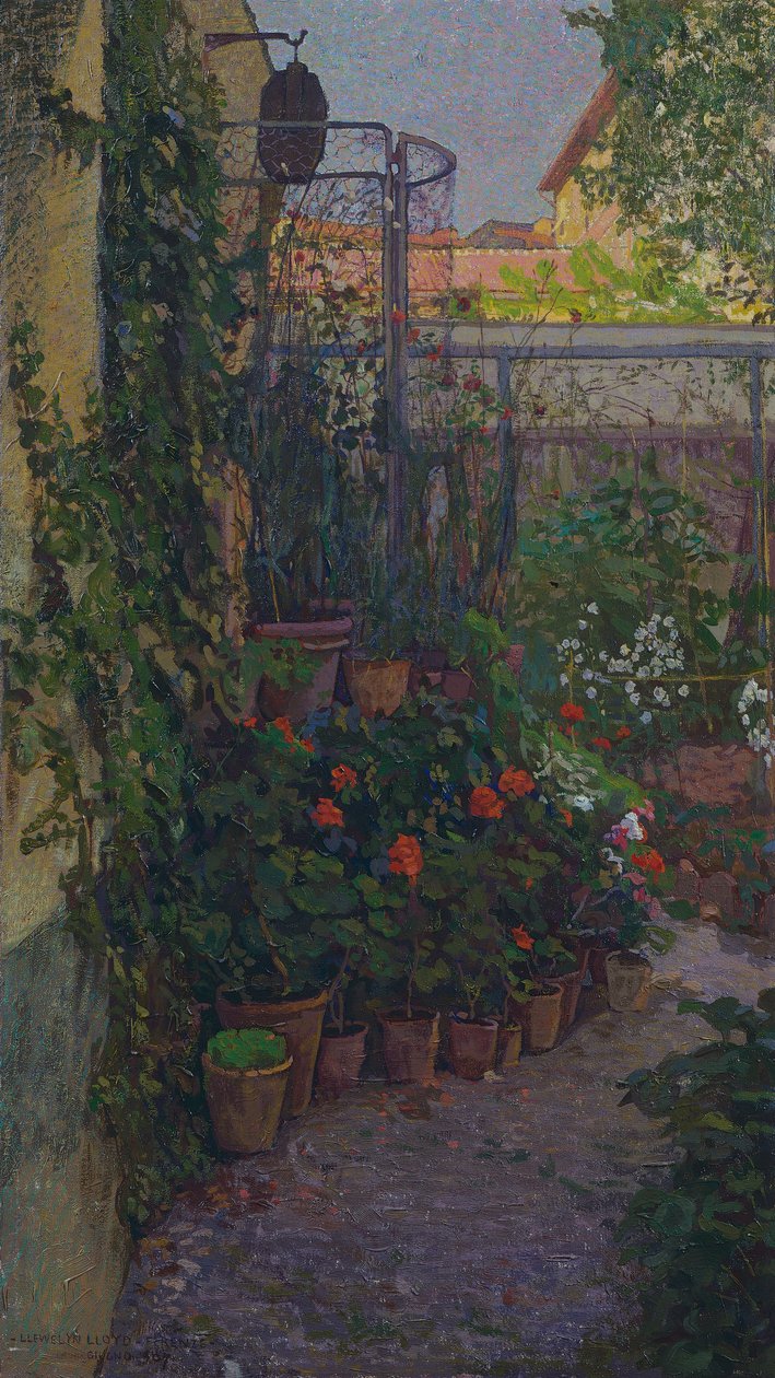 Triptyken eller hagen i blomst (sidepanel) 1907 av Llewelyn Lloyd