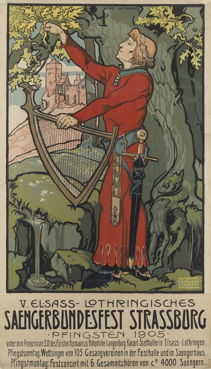 Saengerbundesfest sangerfestival Strasbourg, 1905. av Léo Schnug