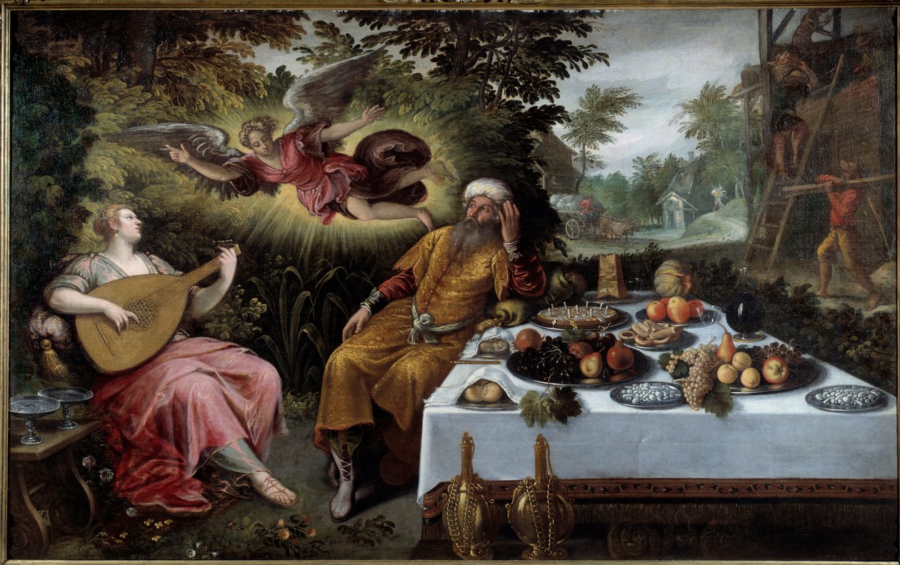 Forfengelighet av rikdom eller melankolsk elendighet. Maleri av Ludovico Pozzoseratto (1550-1610) av Lodewijk Toeput
