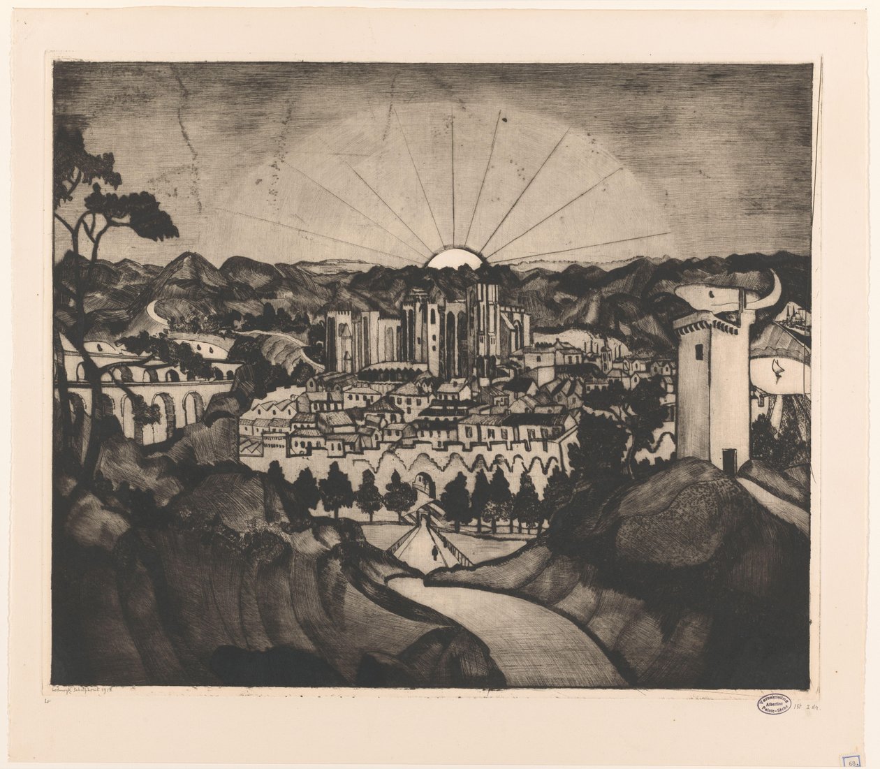 Avignon (original tittel) av Lodewijk Schelfhout (signed by artist)