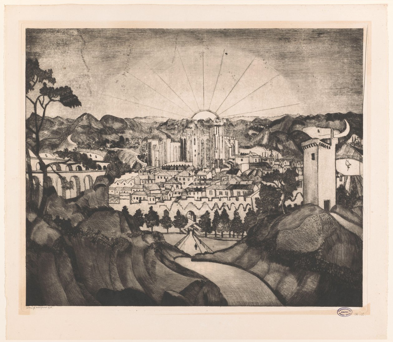 Avignon (original tittel) av Lodewijk Schelfhout (signed by artist)