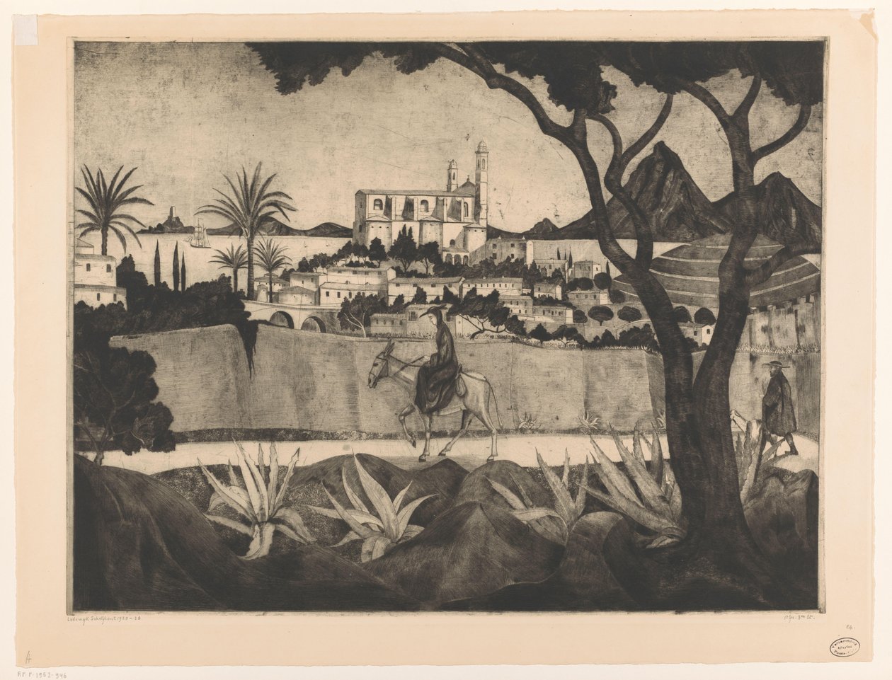 Bastia på Korsika Bastia (original tittel) av Lodewijk Schelfhout (signed by artist)