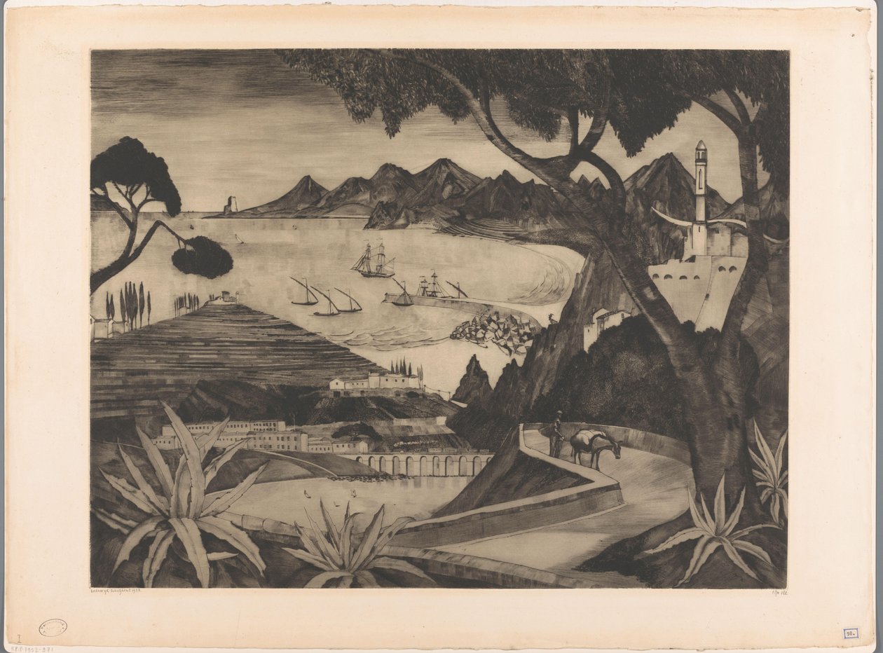 Fjelllandskap med bukt på Korsika La Corse (original tittel) av Lodewijk Schelfhout (signed by artist)