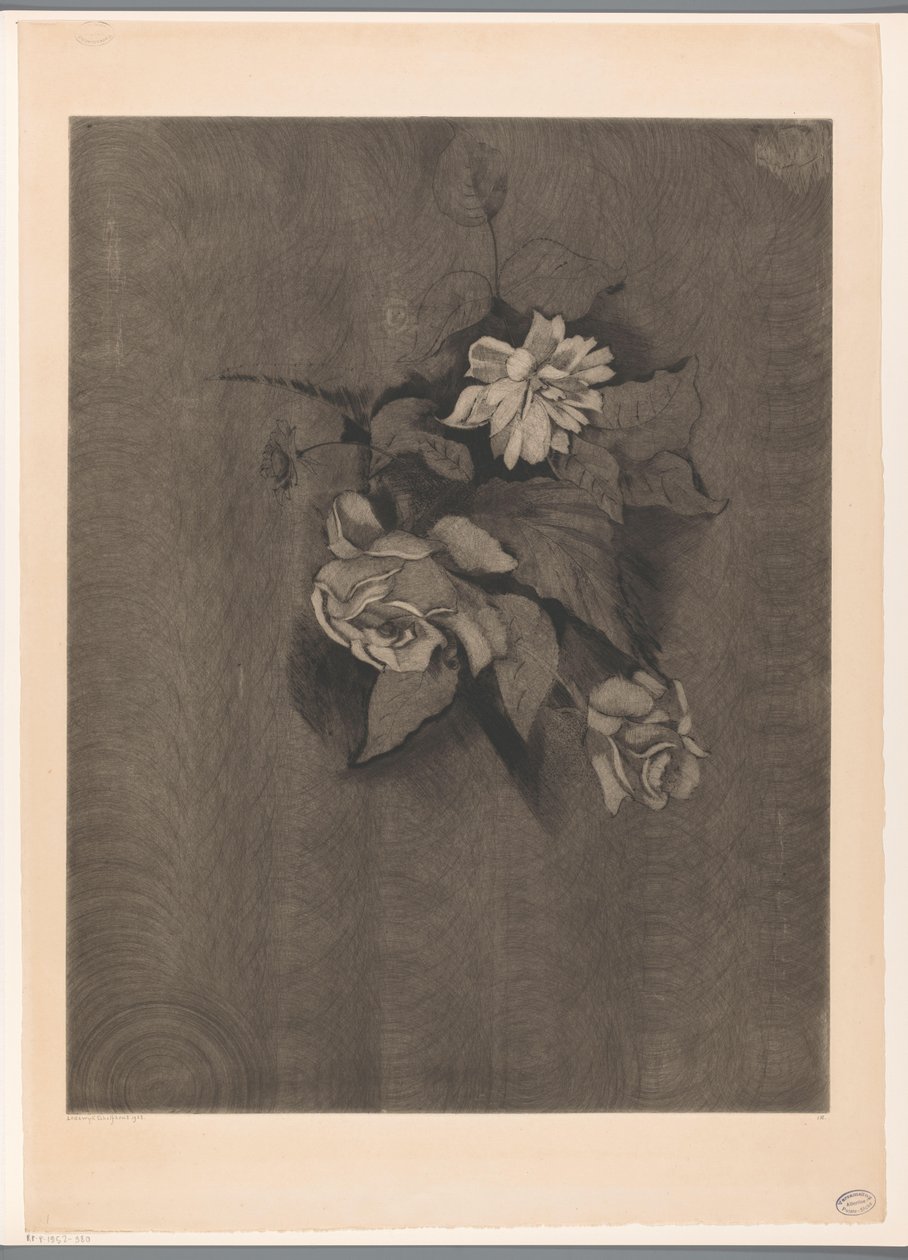 Blomsteroppsats med roser Les Roses (original tittel) av Lodewijk Schelfhout (signed by artist)