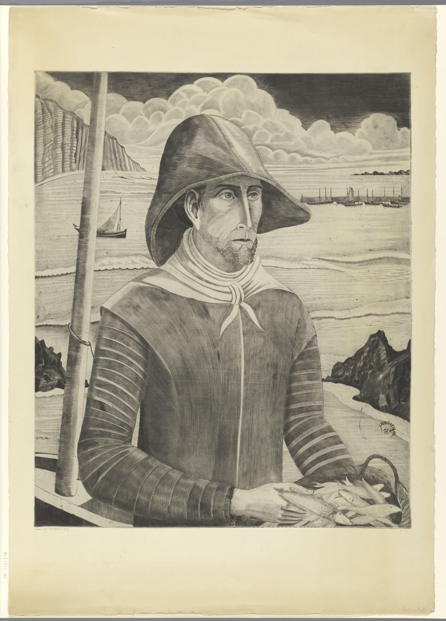 Bretonse visser Fisherman Breton II (original tittel) av Lodewijk Schelfhout (signed by artist)