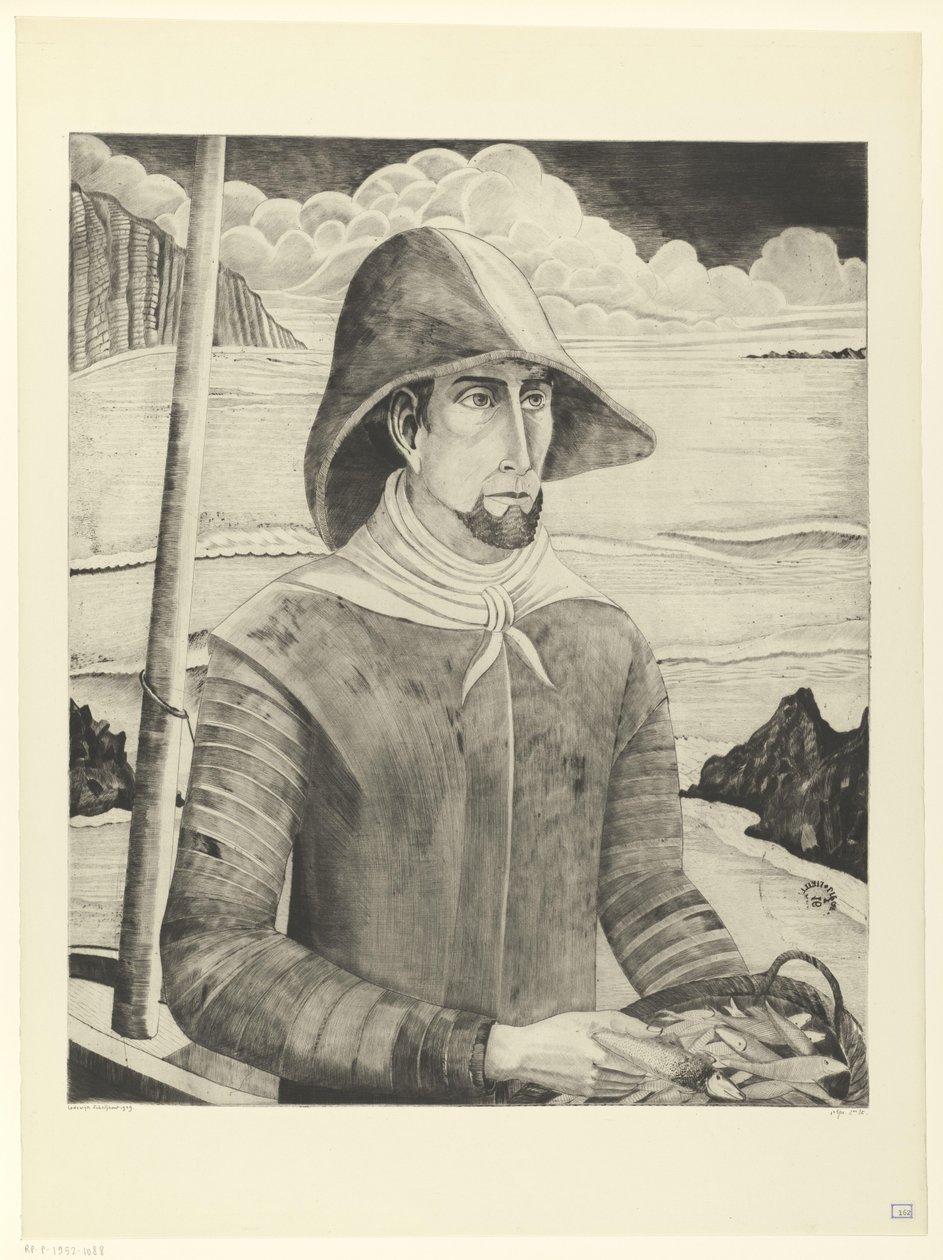 Bretonsk skrue Breton Fisherman II (original tittel) av Lodewijk Schelfhout (signed by artist)