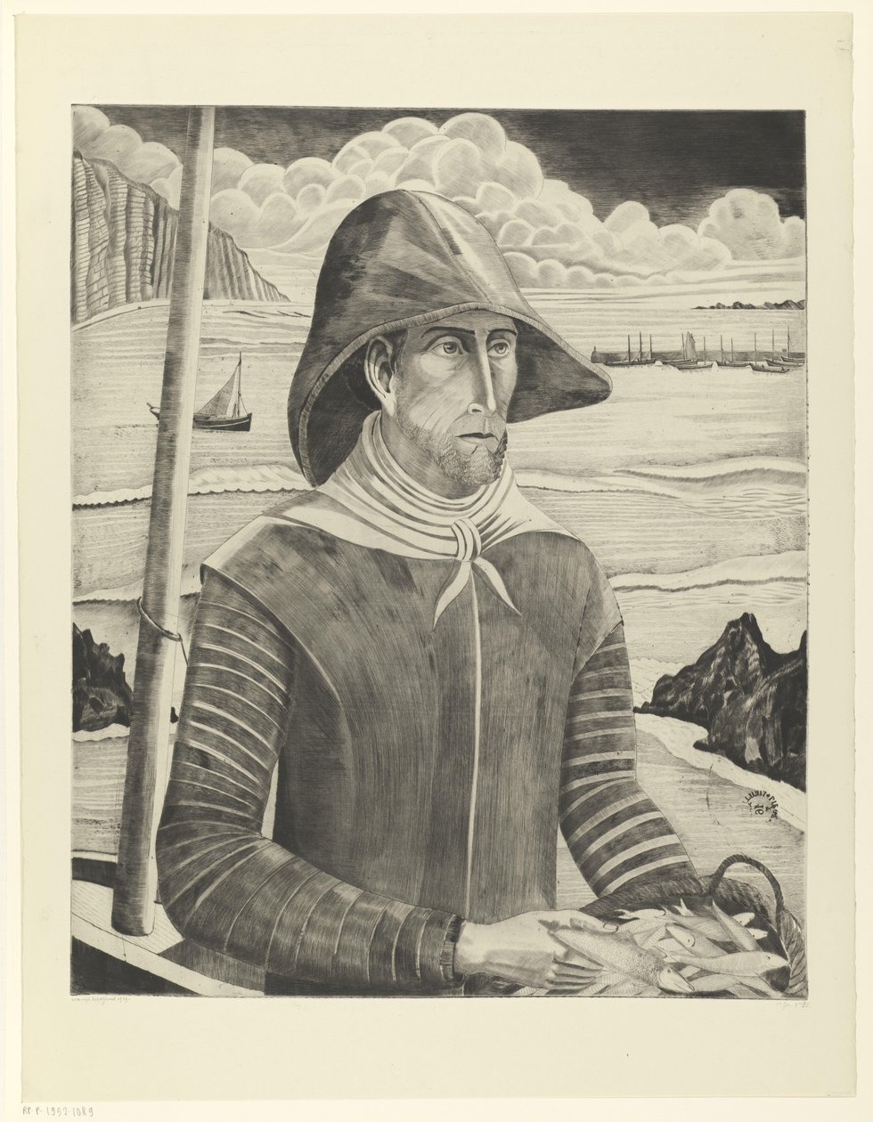 Bretonsk skrue Breton Fisherman II (original tittel) av Lodewijk Schelfhout (signed by artist)