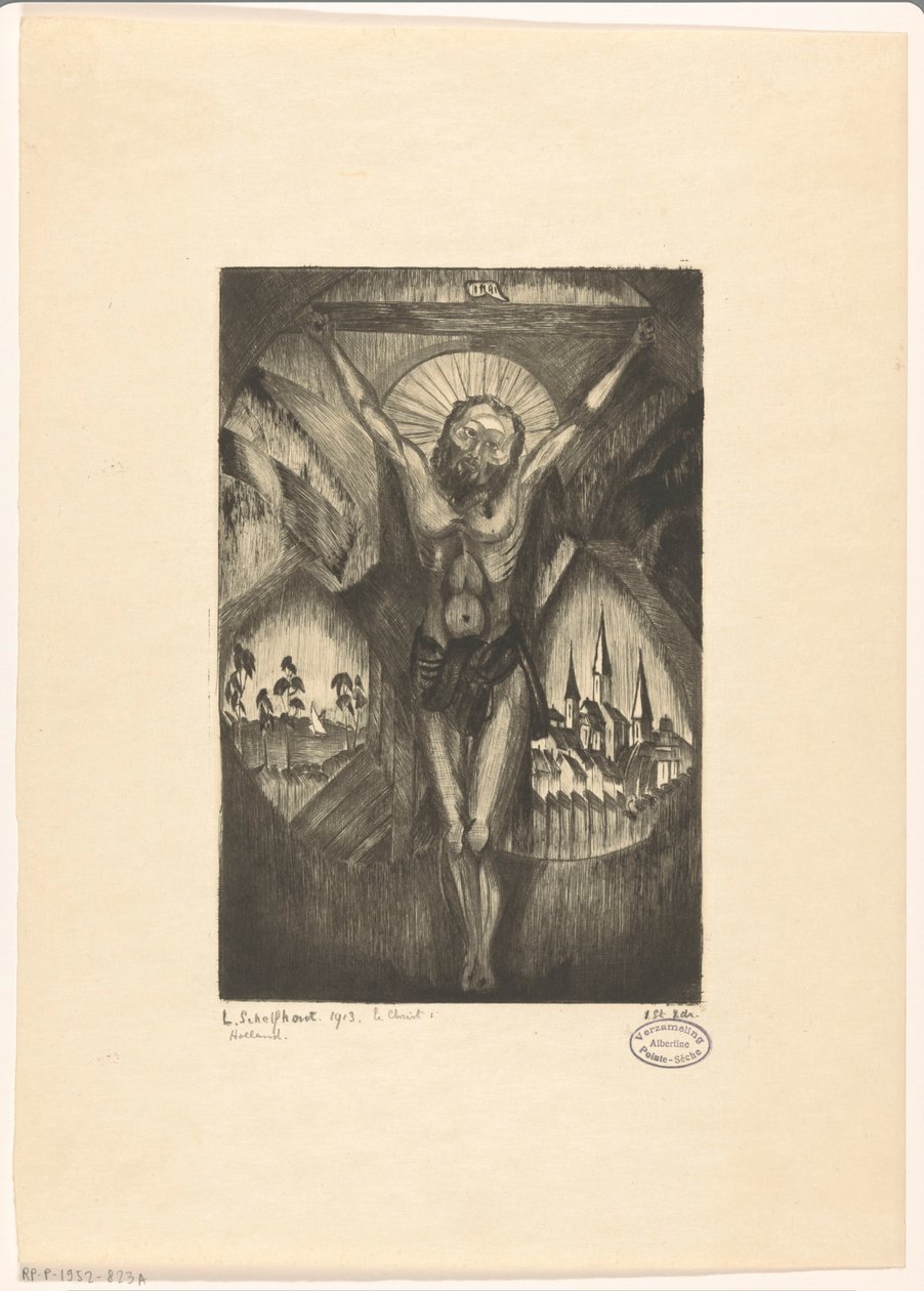 Kristus på korset Le Christ I (original tittel på objekt) av Lodewijk Schelfhout (signed by artist)