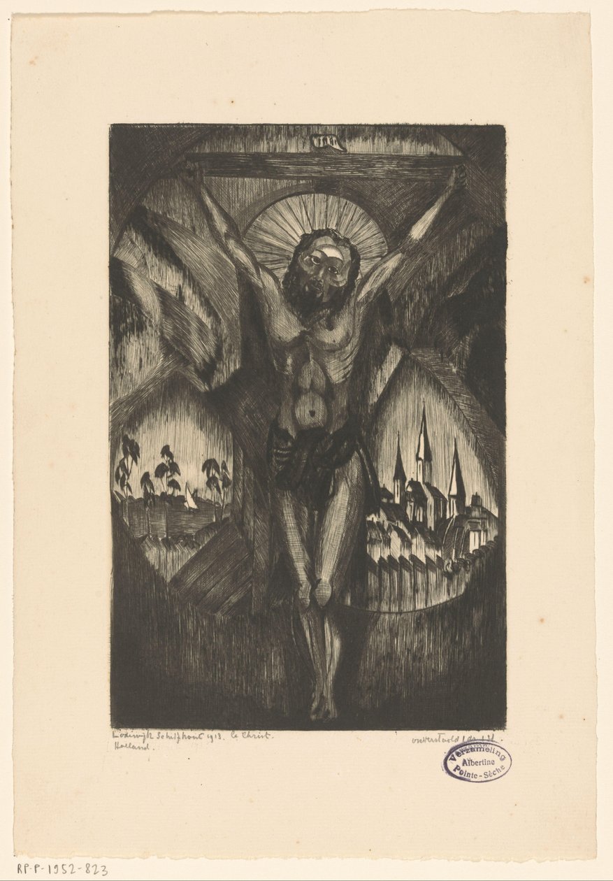 Kristus på korset Le Christ I (original tittel på objekt) av Lodewijk Schelfhout (signed by artist)