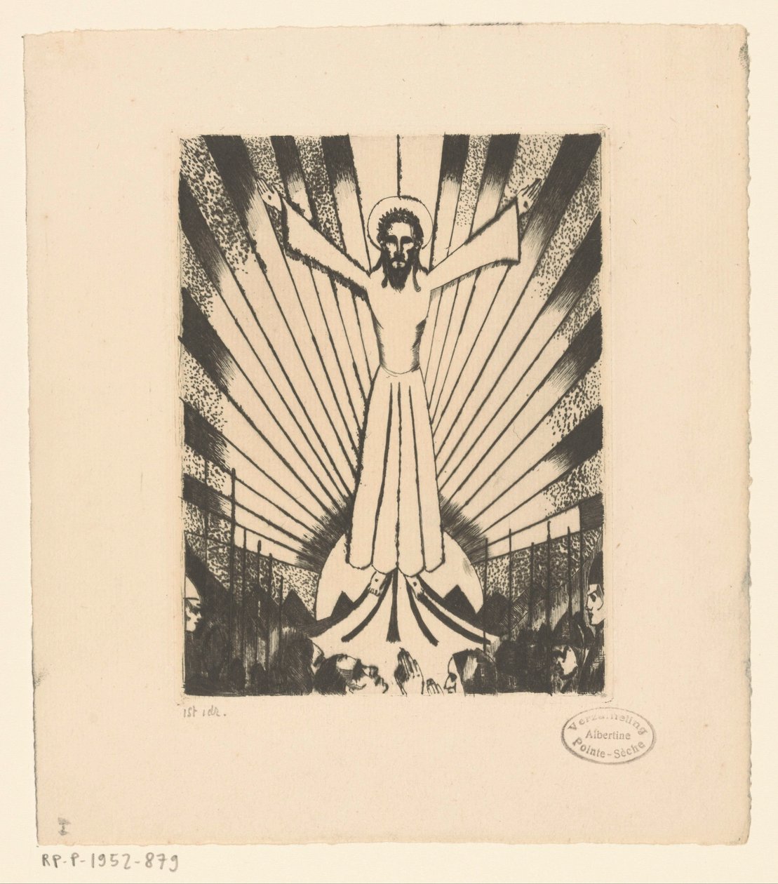 Kristus med utstrakte armer i et kupert landskap av Lodewijk Schelfhout (signed by artist)