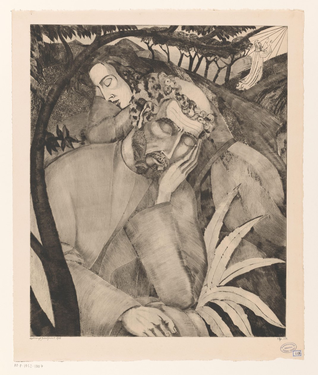 Kristus på Oljeberget Dans le Jardin des Oliviers (original tittel) av Lodewijk Schelfhout (signed by artist)