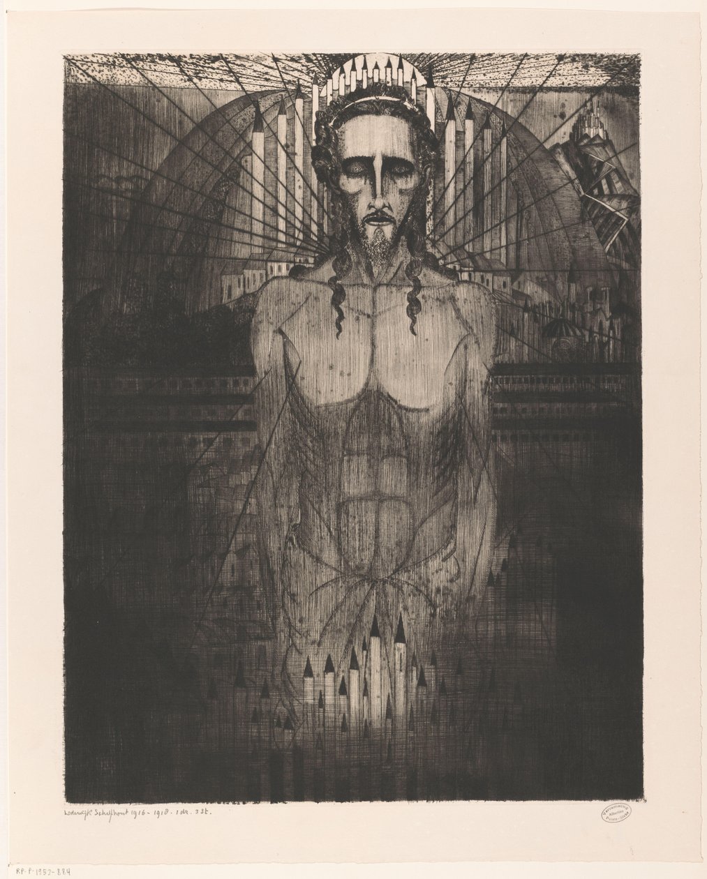 Kristus midt i katedraler Les Cathédrales (original tittel) av Lodewijk Schelfhout (signed by artist)