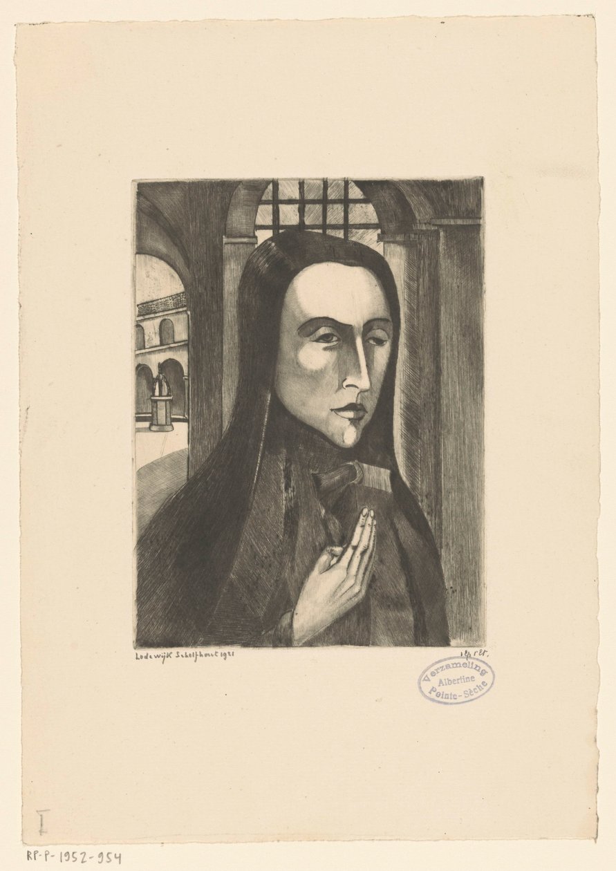 korsikansk kvinne Femme Corse (original tittel) av Lodewijk Schelfhout (signed by artist)