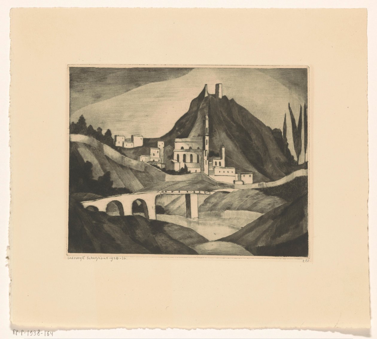 Corte I (original tittel) av Lodewijk Schelfhout (signed by artist)
