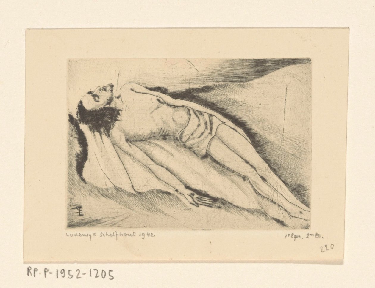 Dode Christus Le Christ mort (original tittel) av Lodewijk Schelfhout (signed by artist)
