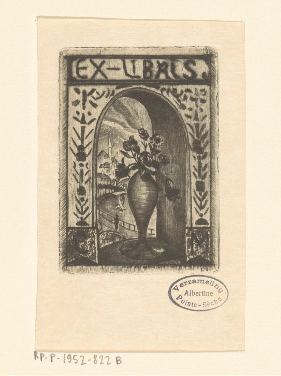 Ex libris av C. van der Meulen av Lodewijk Schelfhout (signed by artist)