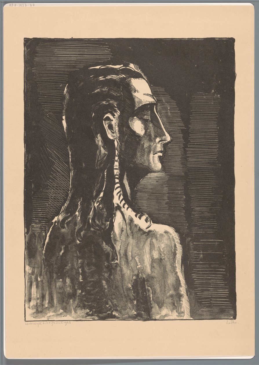 Figur med lukkede øyne av Lodewijk Schelfhout (signed by artist)