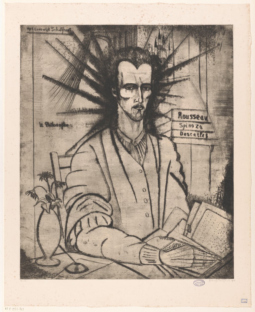 Filosoof Le Philosophe (originaltittel på objekt) av Lodewijk Schelfhout (signed by artist)