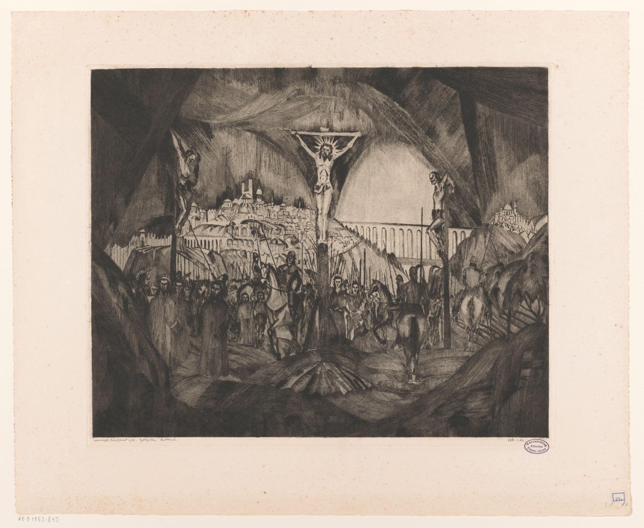 Golgata I (original tittel på objekt) av Lodewijk Schelfhout (signed by artist)
