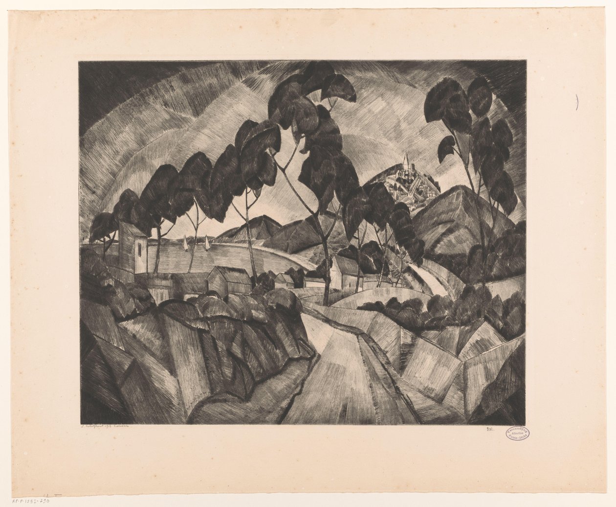 Kupert landskap i Provence La Provence (original tittel på objekt) av Lodewijk Schelfhout (signed by artist)