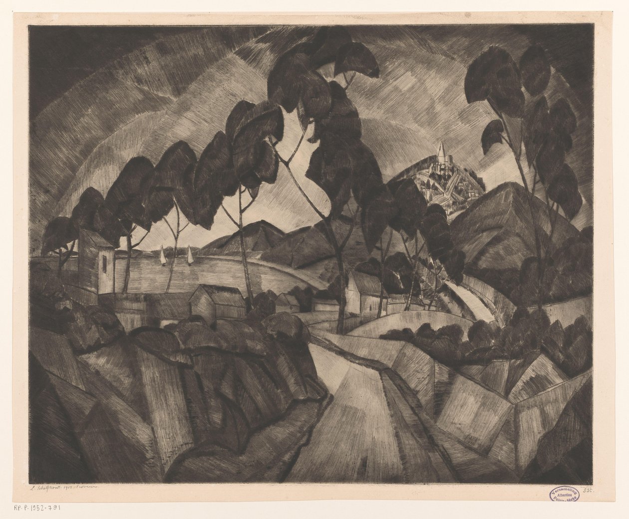 Kupert landskap i Provence La Provence (original tittel på objekt) av Lodewijk Schelfhout (signed by artist)