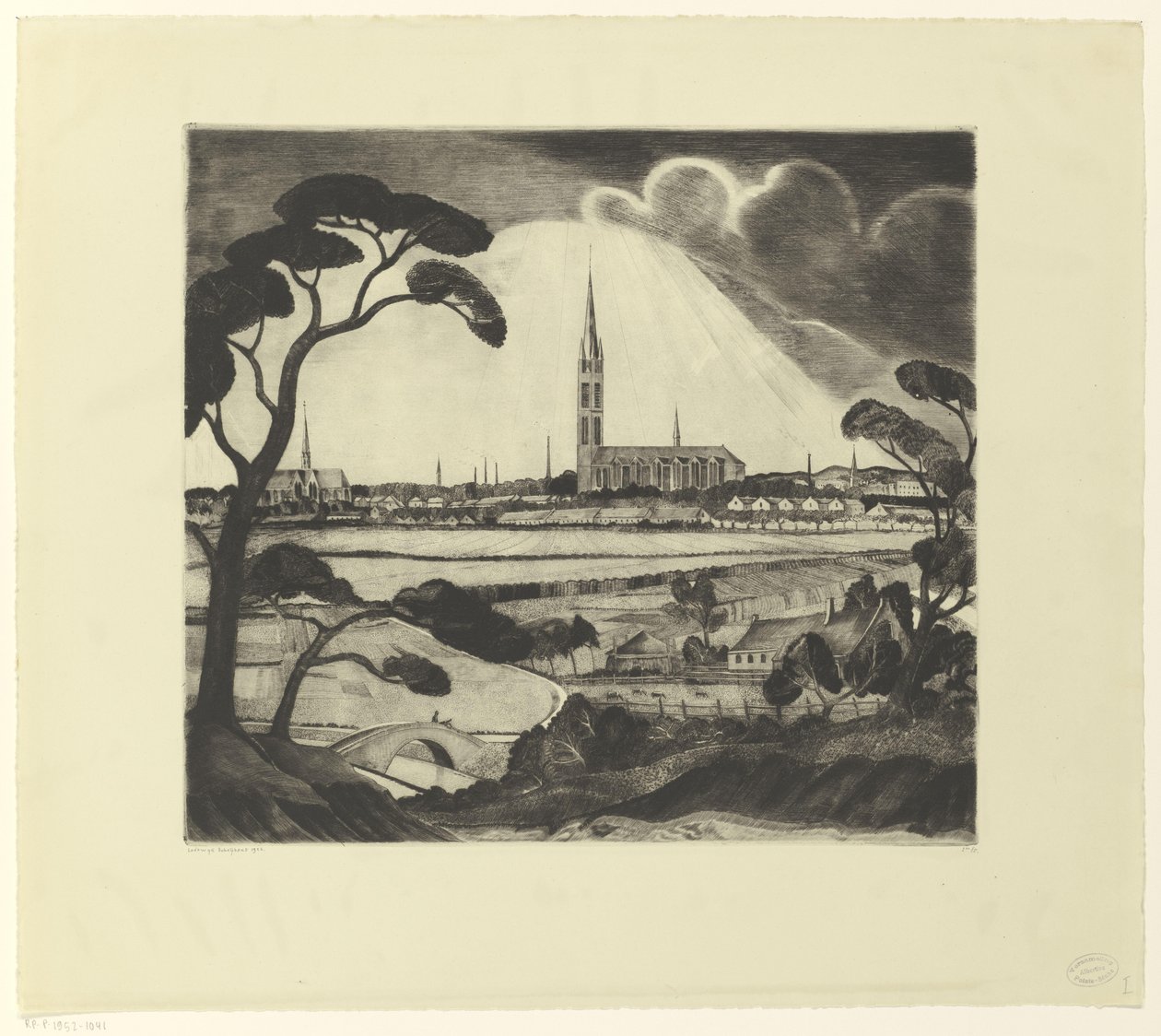 Hilversum og omegn Hilversum (original tittel) av Lodewijk Schelfhout (signed by artist)