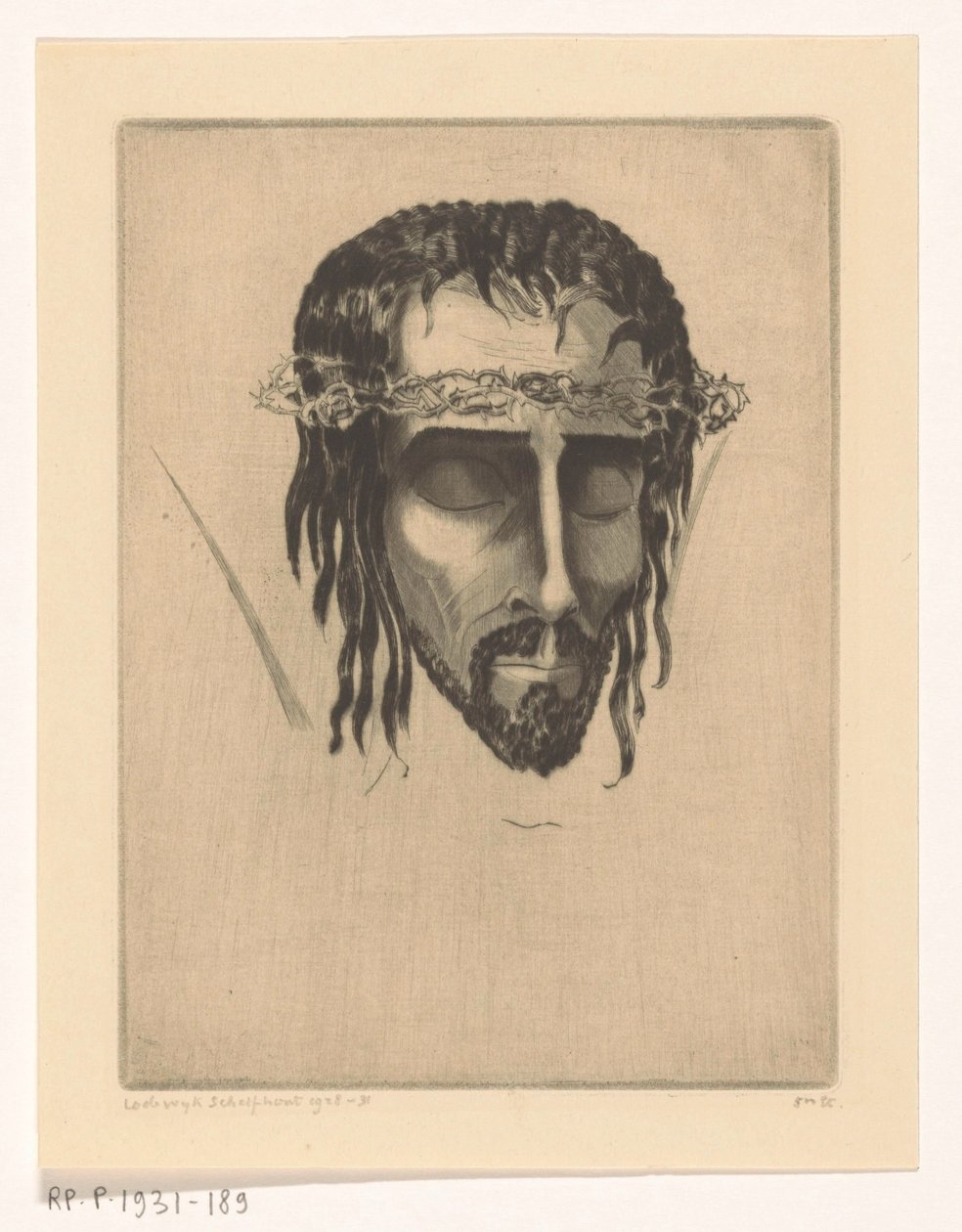 Kristi hode Tête de Christ IV (original tittel) av Lodewijk Schelfhout (signed by artist)