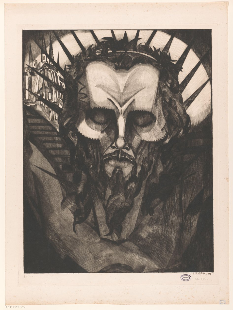 Kristi hode Tête de Christ I (original tittel) av Lodewijk Schelfhout (signed by artist)